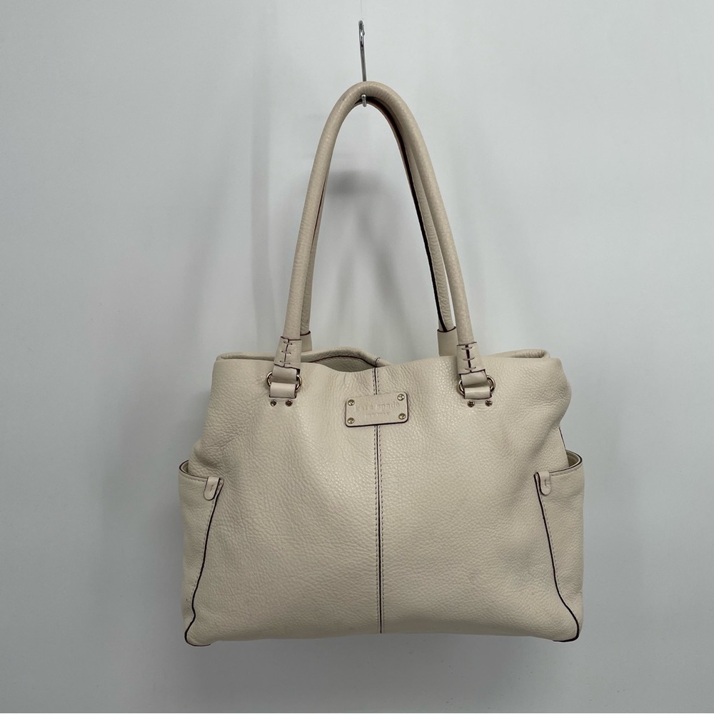 KATE SPADE NEW YORK LEATHER TOTE SHOULDER BAG Off White
